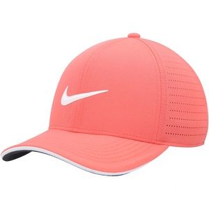Nike AeroBill Dri Fit Golf Mens Coral White Black Swoosh DH1341 814 - SIZE L/XL
